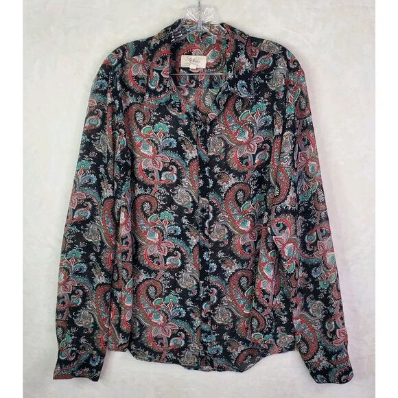 Lip Service Tops - Vtg LIP SERVICE Los ANGELES Sheer Paisley Print Blouse Top Y2K Long Sleeve Large